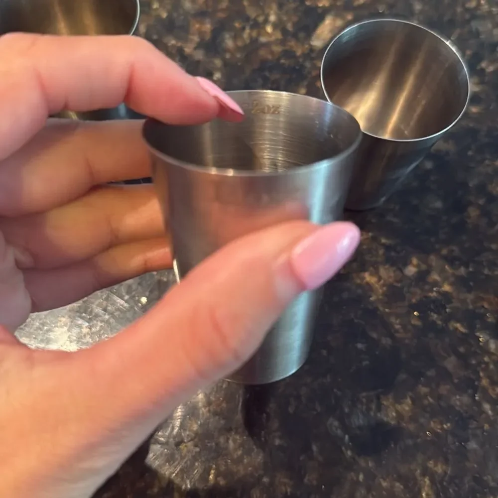 Set of (5) Stainless Steel Shot Glasses NEW- 2 Oz Shotglasses BRAND NEW Barware
